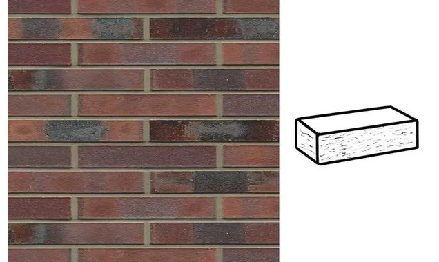 Кирпич клинкерный Muhr 04KS Rotbraun-bunt Kohle Spezial рустик, 290х90х40 мм