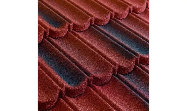 Композитная черепица Метротайл (Metrotile) серия MetroBond, двухцветная, цвет красно-черный, 1330х410 мм