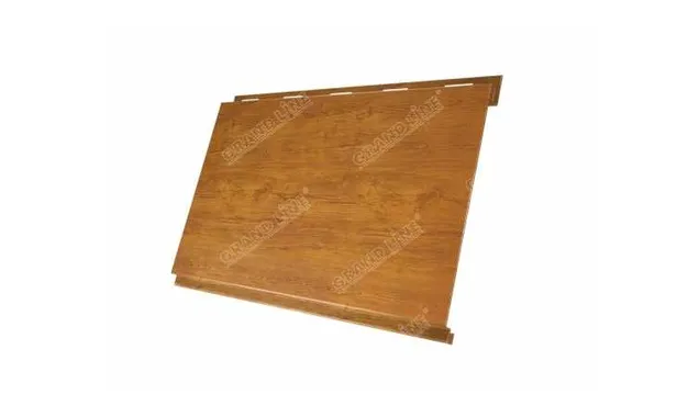 Металлический сайдинг Grand Line Вертикаль 0.45 мм classic Print Premium с пленкой Golden Wood
