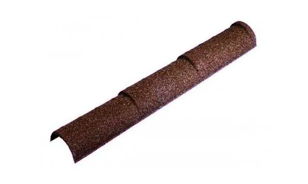 Конек Метротайл (Metrotile) полукруглый тройной, цвет кофе, 1140х173 мм