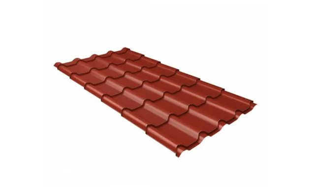 Металлочерепица Grand Line Kamea 0,5 GreenCoat Pural Matt BT RR 29 Оксидно-красный