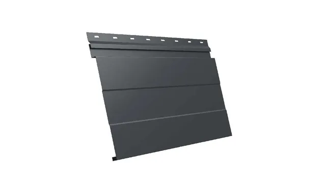 Металлический сайдинг Grand Line Фасадная панель 0.5 мм Satin Matt с пленкой RAL 7024 мокрый асфальт