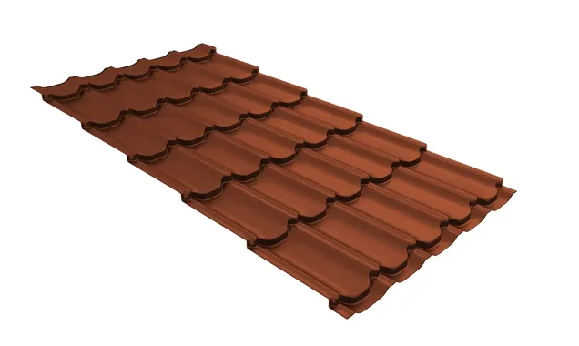 Металлочерепица Grand Line Kvinta plus 0,5 Satin Matt TX RAL 8004 Терракота
