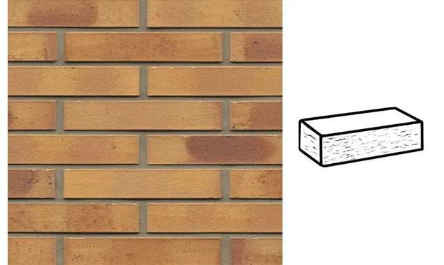 Кирпич клинкерный Muhr 06K Hellbraun-bunt Kohle рустик, 240х90х40 мм