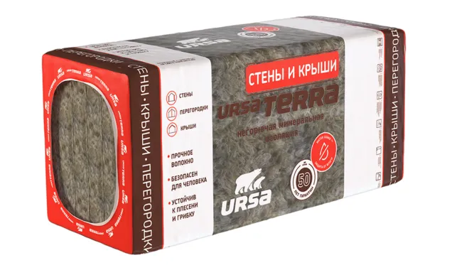 Утеплитель Ursa Terra 36 PN cтены и крыши 50х610х1250