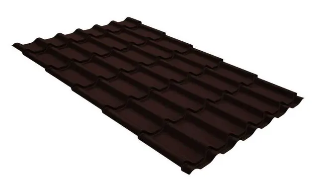 Металлочерепица Grand Line Classic 0,5 GreenCoat Pural Matt BT RR 887 Шоколад