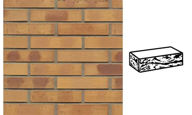 Кирпич клинкерный Muhr 06K Hellbraun-bunt Kohle готик, 240х115х52 мм