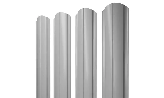 Штакетник Полукруглый Slim фигурный Grand Line 0,5 Satin RAL9006 Бело-Алюминиевый