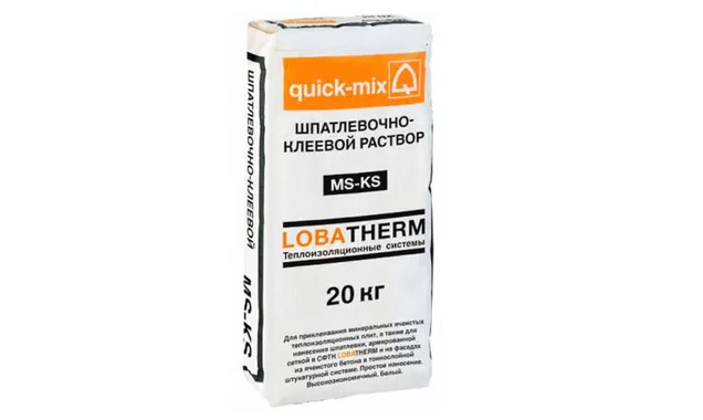 Шпаклевочно-клеевой раствор quick-mix MS-KS wa серый, 20 кг
