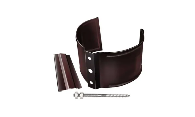 Хомут трубы металлический на камень Grand Line ПВХ шоколадный (RAL 8017)