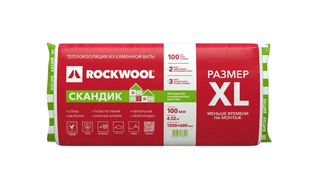 Утеплитель Роквул Лайт Баттс Скандик XL 100х600х1200