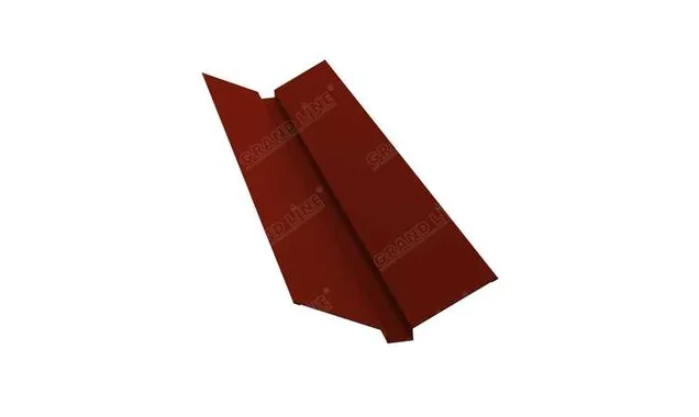 Планка ендовы верхней 115х30х115 0,5 Satin с пленкой RAL 3009 оксидно-красный