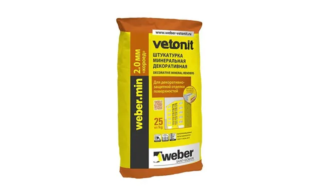 Декоративная минеральная штукатурка weber.min короед, зимняя, 20 кг