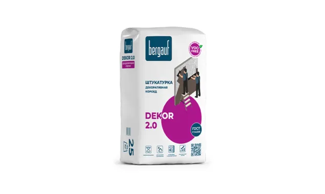 Штукатурка декоративная Bergauf DEKOR 2.0 короед, зима, 25 кг
