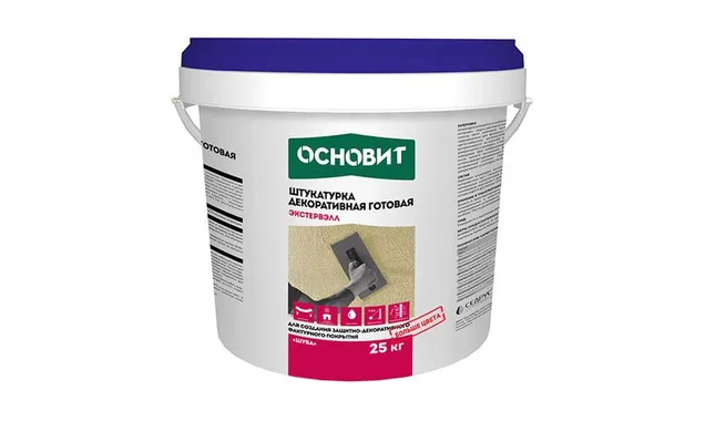 Штукатурка декоративная силикатная готовая к применению ШУБА ОСНОВИТ ЭКСТЕРВЭЛЛ OSl-2.0 WS база для колеровки, 25 кг