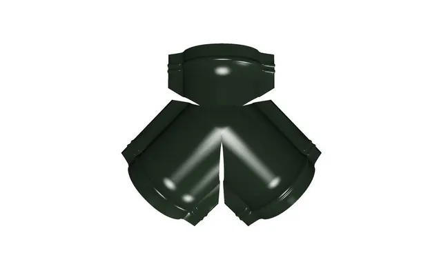 Тройник Y конька полукруглого GreenCoat Pural BT, matt с пленкой RR 11 темно-зеленый (RAL 6020 хромовая зелень)