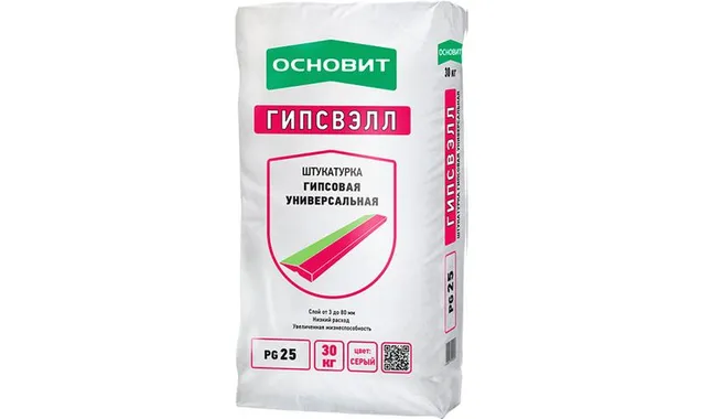 Гипсовая штукатурка ОСНОВИТ ГИПСВЭЛЛ PG25 (ранее серия Т-25), 30 кг