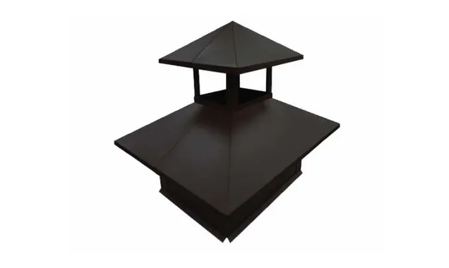 Дымник на трубу двойной 520х390мм 0,5 GreenCoat Pural BT, matt с пленкой RR 23 темно-серый (RAL 7024 мокрый асфальт)
