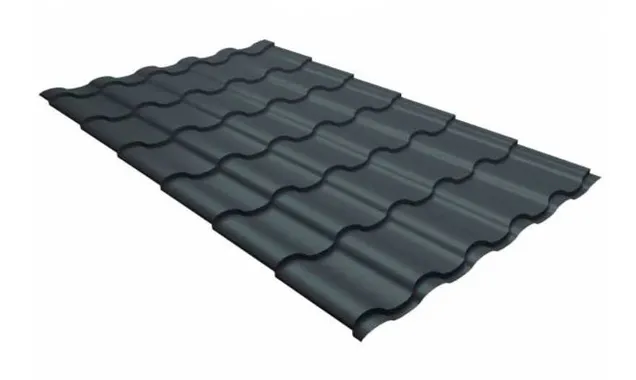 Металлочерепица Grand Line Kredo 0,5 GreenCoat Pural Matt BT RAL 7016 Антрацитово-серый