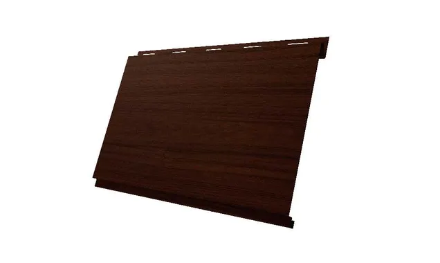 Металлический сайдинг Grand Line Вертикаль 0.45 мм classic Print Elite с пленкой Choco Wood TwinColor