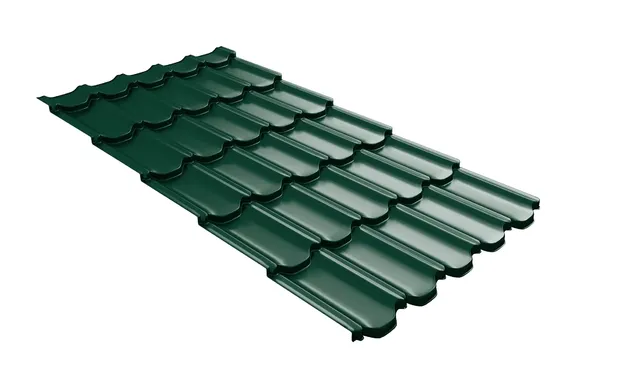 Металлочерепица Grand Line Kvinta plus 0,5 Satin Matt RAL 6005 Зеленый мох | с 3D резом