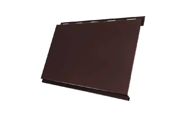 Металлический сайдинг Grand Line Вертикаль 0.5 мм classic Satin Мatt с пленкой RAL 8017 шоколад