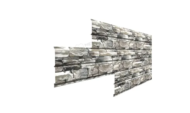 Металлический сайдинг Lбрус-XL Металл-Профиль ECOSTEEL Белый Камень продольный 14х335