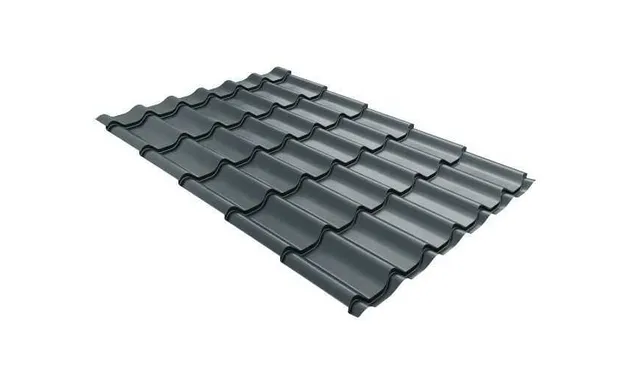 Металлочерепица Grand Line Монтеррей 0,5 GreenCoat Pural Matt BT RAL 7016 Антрацитово-серый