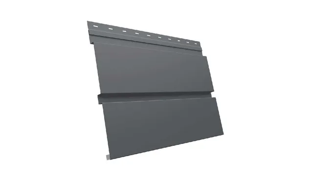 Металлический сайдинг Grand Line Квадро брус 0.5 мм GreenCoat Pural BT с пленкой RR 23 темно-серый (RAL 7024 серый графит)