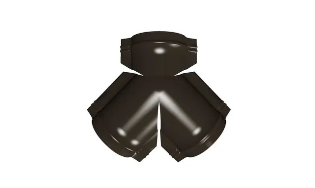 Тройник Y конька полукруглого GreenCoat Pural BT, matt с пленкой RR 32 темно-коричневый (RAL 8019 серо-коричневый)