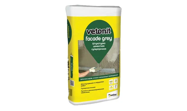 Цементная штукатурка vetonit facade grey, 25 кг