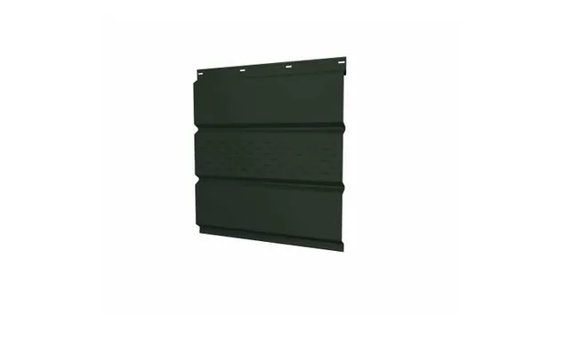 Софит металлический центральная перфорация 0,5 GreenCoat Pural BT, matt с пленкой RR 11 темно-зеленый (RAL 6020 хромовая зелень)