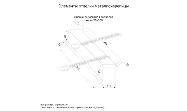 Планка сегментная торцевая левая 350 мм NormanMP (ПЭ-01-5015-0.5)