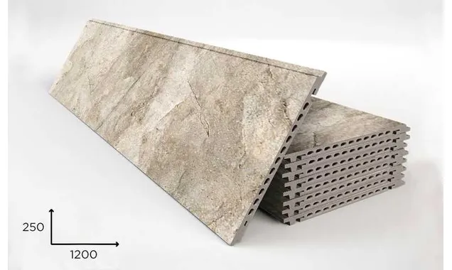 Керамогранитная плита FAVEKER GA16 для НФС, Rocks Gris, 1200*250*18 мм