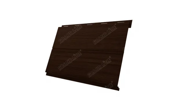 Металлический сайдинг Grand Line Фасадная панель 0.45 мм Print Elite с пленкой Choco Wood