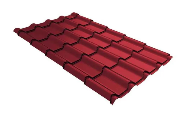 Металлочерепица Grand Line Kamea 0,5 Atlas RAL 3005 Красное вино