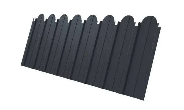 Профлист фигурный Grand Line C10A 0.45 Drap с пленкой RAL 7024 Мокрый асфальт