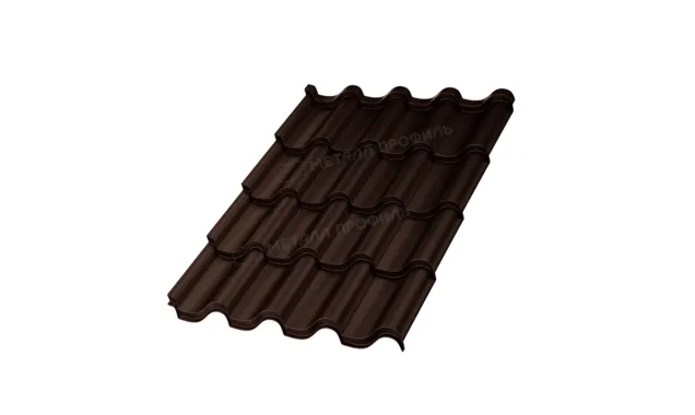 Металлочерепица Металл-Профиль Монтерроса-M 0,5 VALORI DarkBrown/Темно-коричневый
