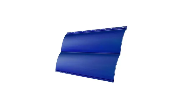 Металлический сайдинг Grand Line Сталь Блок-хаус 0.5 мм Satin с пленкой RAL 5005 сигнальный синий