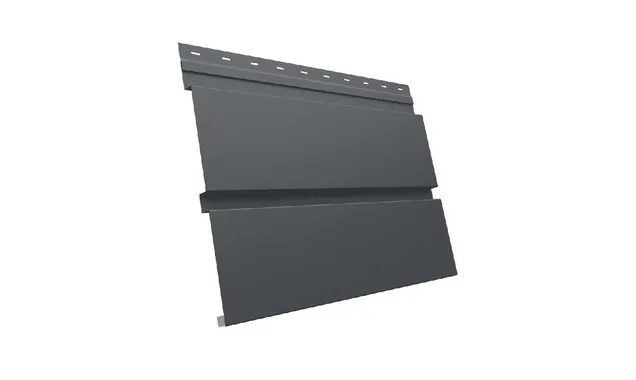 Металлический сайдинг Grand Line Квадро брус 0.45 мм Drap с пленкой RAL 7024 мокрый асфальт