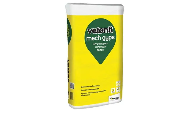Штукатурка гипсовая vetonit mech gyps, белая, 30 кг