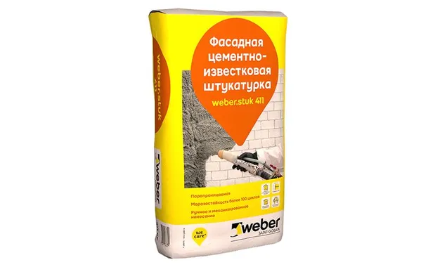 Цементно-известковая штукатурка weber.stuk 411, 30 кг