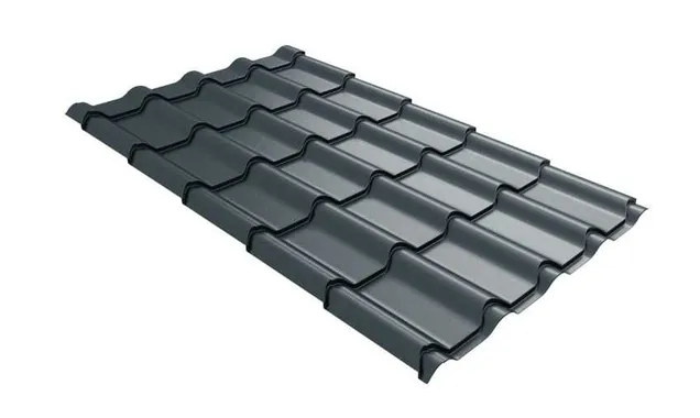 Металлочерепица Grand Line Kamea 0,5 GreenCoat Pural Matt BT RAL 7016 Антрацитово-серый