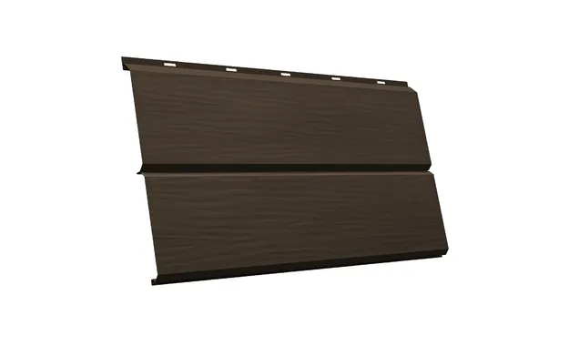 Металлический сайдинг Grand Line ЭкоБрус 3D 0.5 мм GreenCoat Pural BT. RR 32 темно-коричневый (RAL 8019 серо-коричневый)