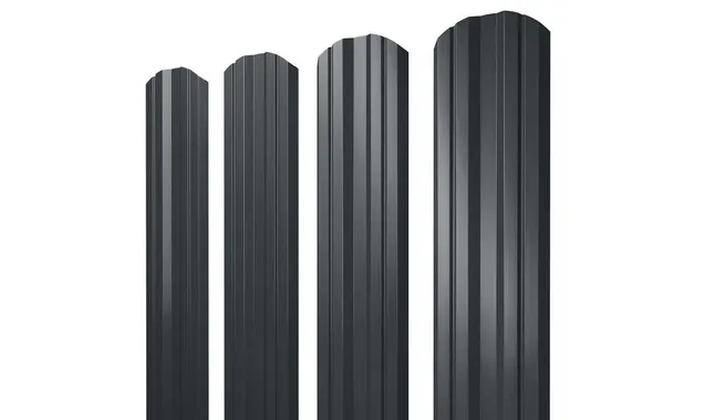 Штакетник Twin фигурный Grand Line 0,45 Drap RAL7016 Антрацитово-Серый