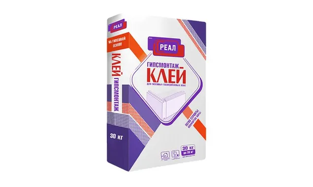 Клей для ПГП Гипсмонтаж РЕАЛ, 30 кг