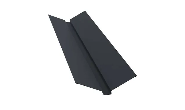 Планка ендовы верхней Grand Line 115х30х115 0,5 GreenCoat Pural BT, matt RR 23 темно-серый (RAL 7024 мокрый асфальт)