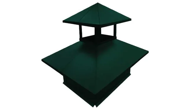 Дымник на трубу двойной 520х390мм 0,5 Satin с пленкой RAL 6005 зеленый мох