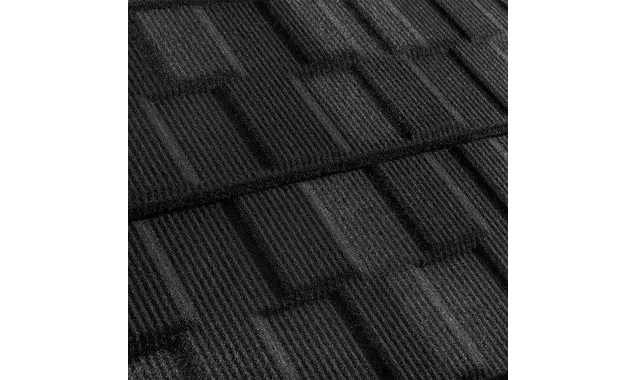 Композитная черепица Метротайл (Metrotile) серия MetroViksen, цвет черный, 1330х410 мм