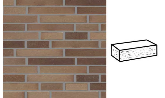Кирпич клинкерный Muhr 34 EG Grau nuanciert Edelglanz рустик, 290х90х40 мм